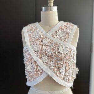 Endless Rose White and Cream Lace Crop Top